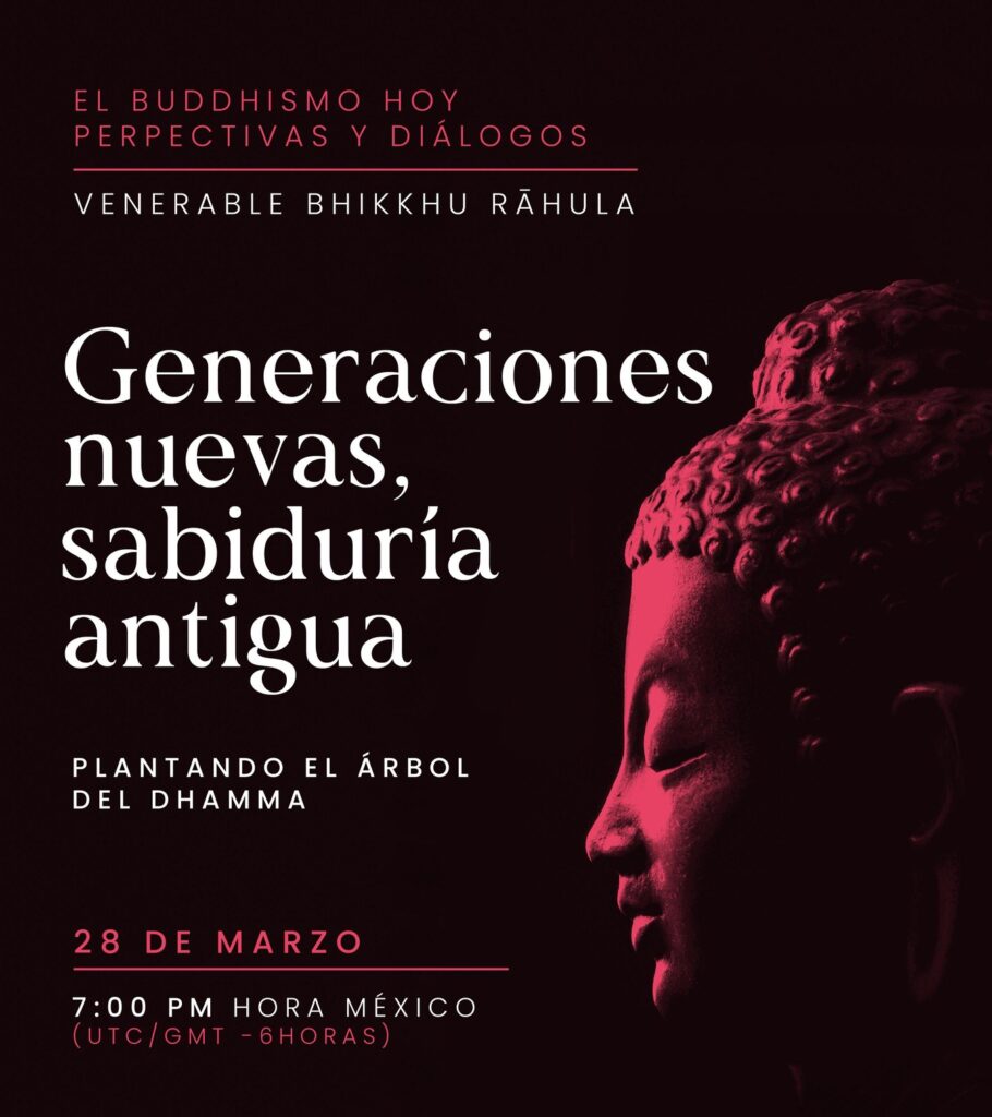 Cartel: Generaciones nuevas, sabiduría antigua: plantando el árbol del Dhamma